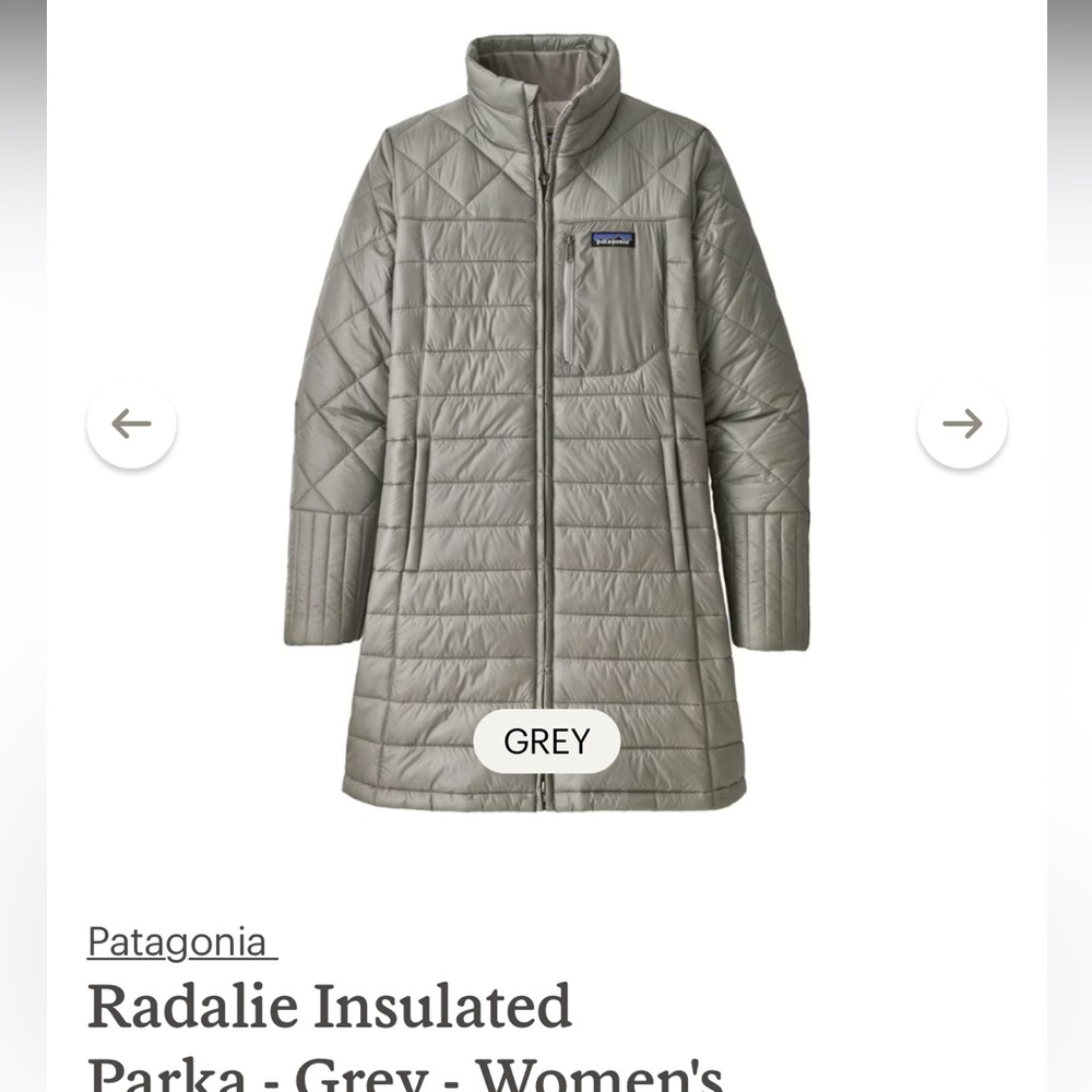 Patagonia Radalie Parka - Silver - Size S